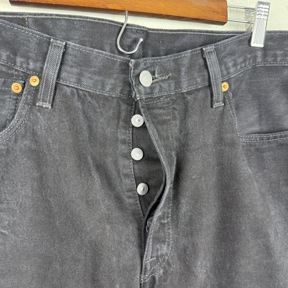 Vtg Levis 501 Original Fit Mens Black Straight Leg Button‎ Fly Jeans W36 L36